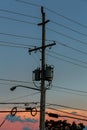 Electricity poles with sunset,silhouette Royalty Free Stock Photo