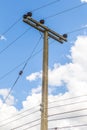 Electricity post on blue sky background