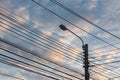 Electricity Post and Street Light with Blue Sky Royalty Free Stock Photo