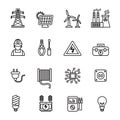 Electricity, power and energy icons set. Line Style stock vector. Royalty Free Stock Photo