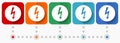 Electricity, power, energy vector icons, infographic template, set of flat design symbols in 5 color options Royalty Free Stock Photo