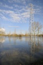 Electricity Power Lines in flood Royalty Free Stock Photo