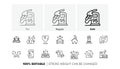 Electricity price, Home and Court building line icons. For web app, printing. Line icons. Vector