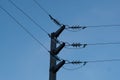Electricity pylon against blue sky Royalty Free Stock Photo