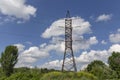 Electricity pylon against cloudy sky in Ukraine Royalty Free Stock Photo