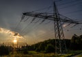 Electricity Pylon Against Sky During Sunset Royalty Free Stock Photo