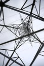 Electricity pylon from below perpendicular Royalty Free Stock Photo