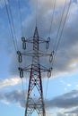 Electricity pylon on cloudy sky Royalty Free Stock Photo