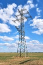 An electricity pylon with medium voltage power lines