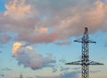 Electricity Pylon - power line transmission tower of the sunset. Royalty Free Stock Photo