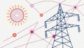 Electricity pylon, power lines, and industrial energy vector design Generative AI Royalty Free Stock Photo