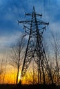 Electricity pylon at sunset