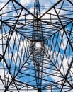 Electricity pylon tower details, energy supply Royalty Free Stock Photo