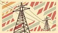 Electricity Pylon with Zigzag Lines, Power Energy Vector, vector design Generative AI Royalty Free Stock Photo