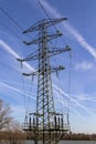 Electricity pylons conducting current Royalty Free Stock Photo