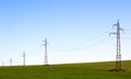 Electricity pylons line Royalty Free Stock Photo