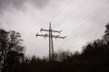 Electricity pylons power line over the forest Royalty Free Stock Photo