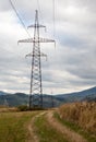 Electricity pylons in the Ukrainian Carpathians Royalty Free Stock Photo