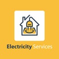 Electricity repair and maintenance, house with socket and plug