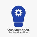 Simple Flat Logo of Lamp and Gear Shape Royalty Free Stock Photo