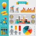 Electricity set of industry power infographic in