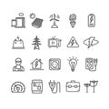 Electricity Signs Black Thin Line Icon Set. Vector Royalty Free Stock Photo