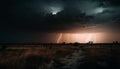 Electricity sparks danger in spooky thunderstorm night generated by AI Royalty Free Stock Photo