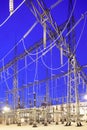 Electricity substation at dusk Royalty Free Stock Photo