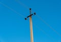 An electricity supply pylon a blue sky background. Concept of power line. Energy or power image Royalty Free Stock Photo