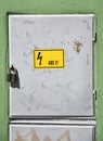 Electricity symbol on the metal door