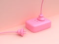 Power plug electricity technology 3d rendering minimal abstract pink scene