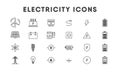 Electricity thin line icon set. Energetics. Vector