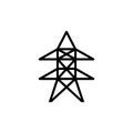 Electricity Tower icon vector. Transmission Tower illustration sign. Power Lines symbol. Electrical Lines logo. Royalty Free Stock Photo