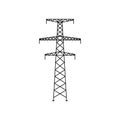 Electricity Tower icon vector. Transmission Tower illustration sign. Power Lines symbol. Electrical Lines logo. Royalty Free Stock Photo