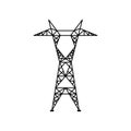 Electricity Tower icon vector. Transmission Tower illustration sign. Power Lines symbol. Electrical Lines logo. Royalty Free Stock Photo