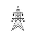 Electricity Tower icon vector. Transmission Tower illustration sign. Power Lines symbol. Electrical Lines logo. Royalty Free Stock Photo