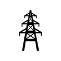 Electricity Tower icon vector. Transmission Tower illustration sign. Power Lines symbol. Electrical Lines logo. Royalty Free Stock Photo