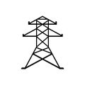 Electricity Tower icon vector. Transmission Tower illustration sign. Power Lines symbol. Electrical Lines logo. Royalty Free Stock Photo