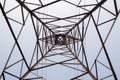 Electricity tower overhead power line transmission tower on back Royalty Free Stock Photo