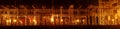 Electricity transformer distribution station panoramic at night Royalty Free Stock Photo