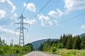 Electricity transmission power lines High voltage tower Royalty Free Stock Photo