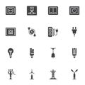 Electricity vector icons set