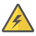 Electricity warning icon, flat style