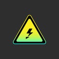 The electricity warning sign is on a dark-gray background