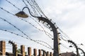 Electrified fence of the Auschwitz concentration camp near Krakow, Poland