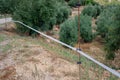 Electrified fence on a farm to prevent livestock from escaping