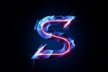 electrified glowing neon blue Letter S logo on a black background generative AI