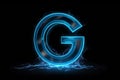 electrified neon blue Letter G logo on a black background generative AI