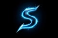 electrified neon blue Letter S logo on a black background generative AI