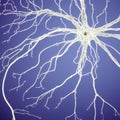 Electrified neuron with tendril branches on cool blue background